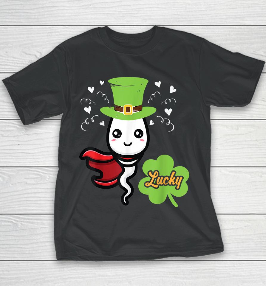 Cute Lucky Sperm Shamrocks Irish St Patrick's Day Youth T-Shirt