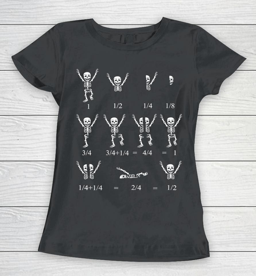 Cute Math Teacher Equation Skeleton Math Students Halloween Women T-Shirt