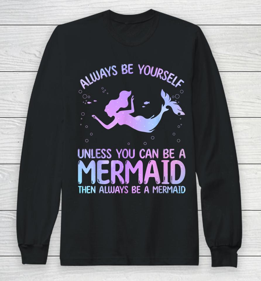 Cute Mermaid Art For Women Girls Sea Creature Mermaid Lover Long Sleeve T-Shirt
