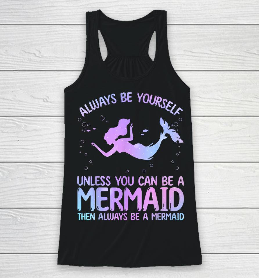 Cute Mermaid Art For Women Girls Sea Creature Mermaid Lover Racerback Tank