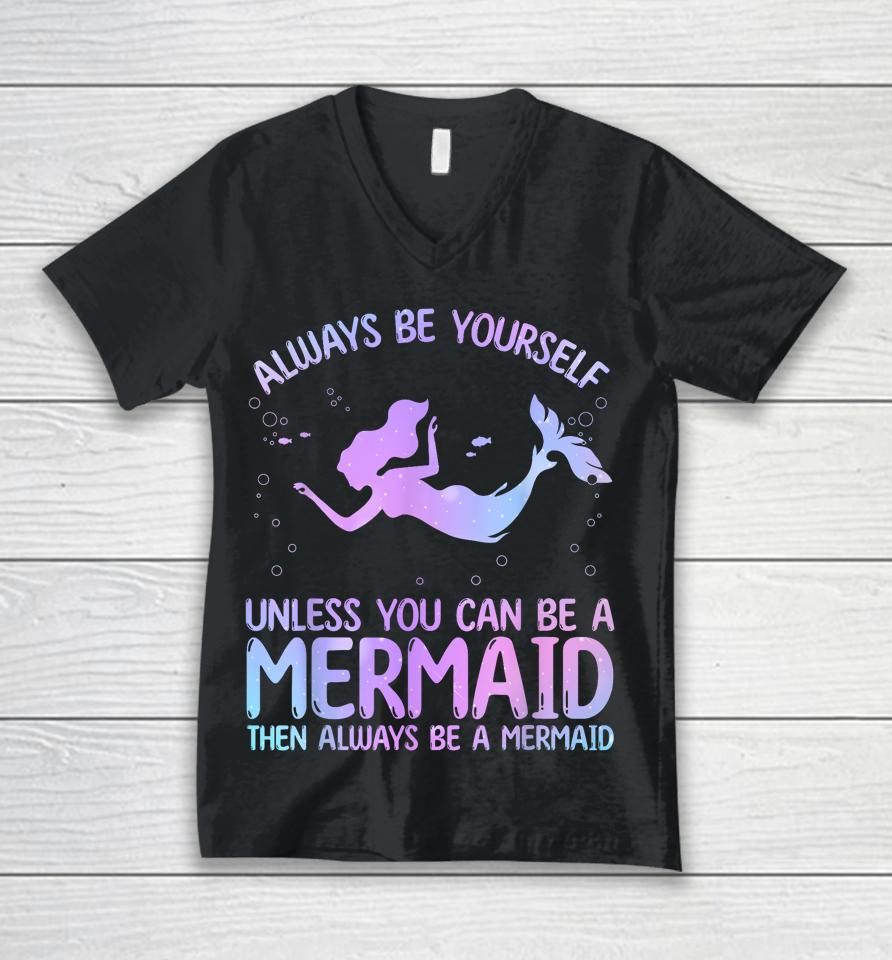 Cute Mermaid Art For Women Girls Sea Creature Mermaid Lover Unisex V-Neck T-Shirt