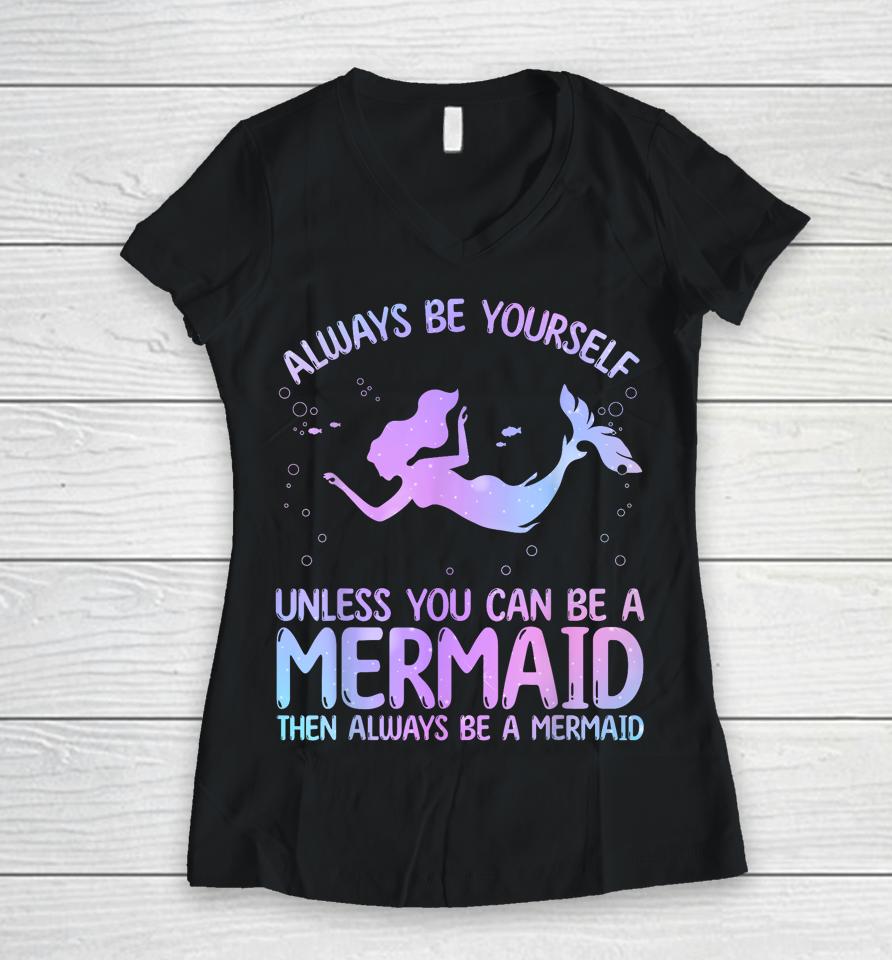 Cute Mermaid Art For Women Girls Sea Creature Mermaid Lover Women V-Neck T-Shirt