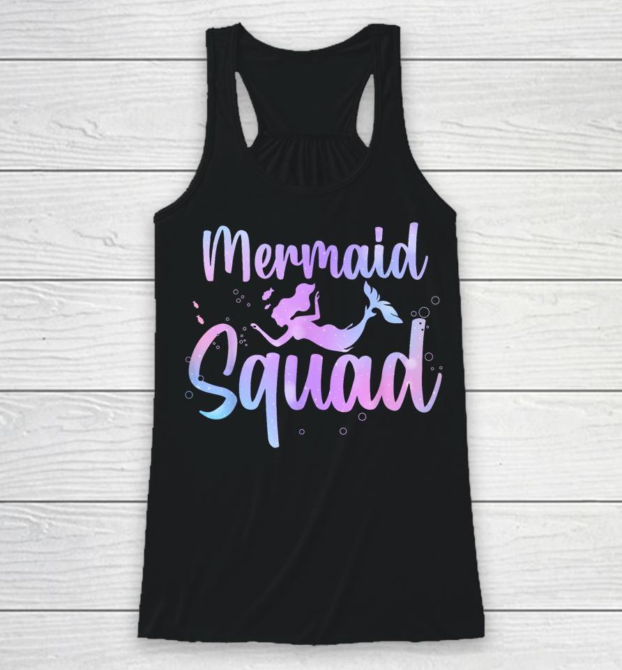 Cute Mermaid For Women Girls Kids Sea Mermaid Birthday Squad Racerback Tank