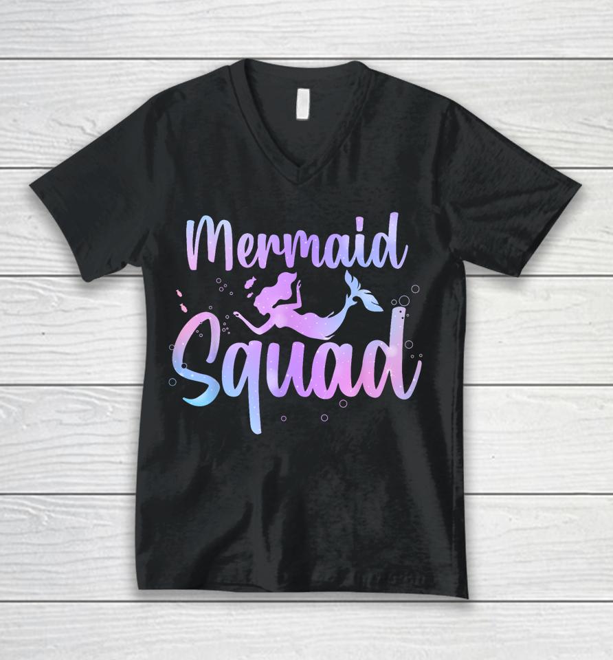 Cute Mermaid For Women Girls Kids Sea Mermaid Birthday Squad Unisex V-Neck T-Shirt