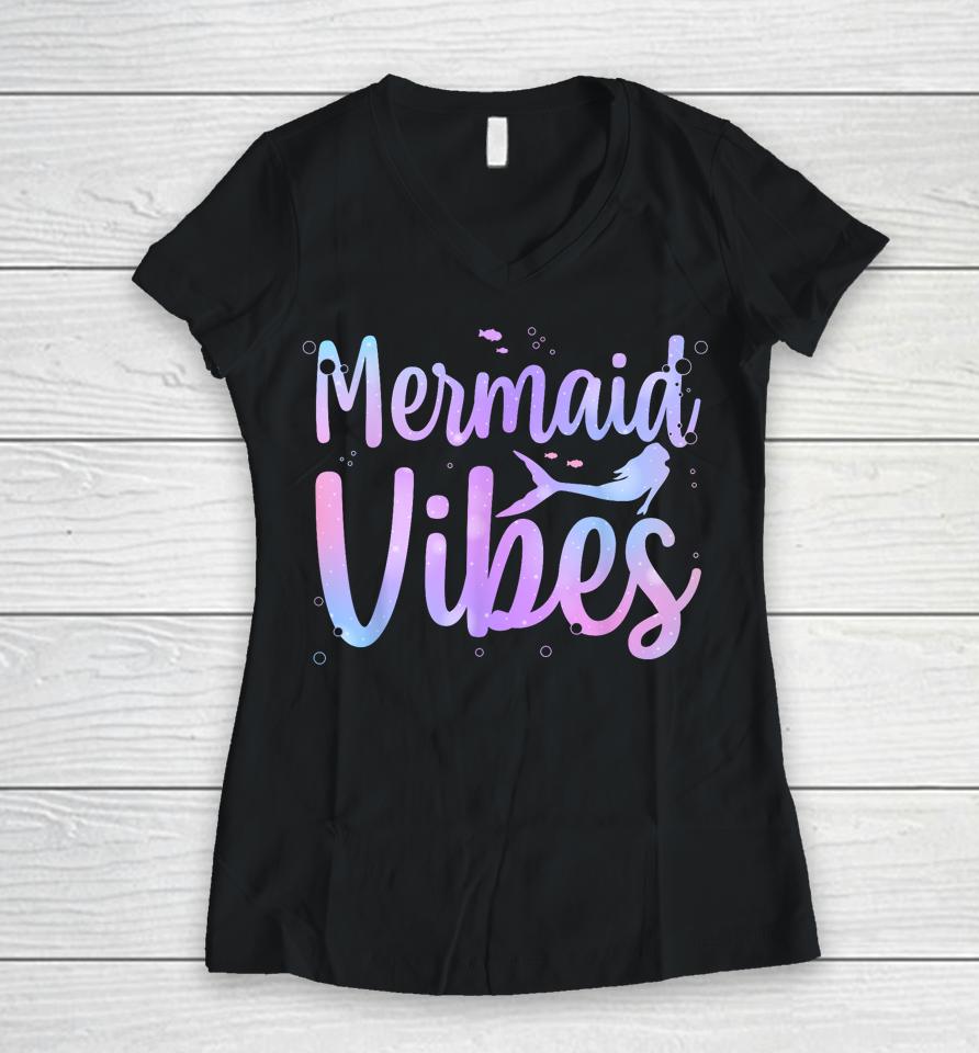 Cute Mermaid For Women Girls Mythical Creature Mermaid Lover Women V-Neck T-Shirt