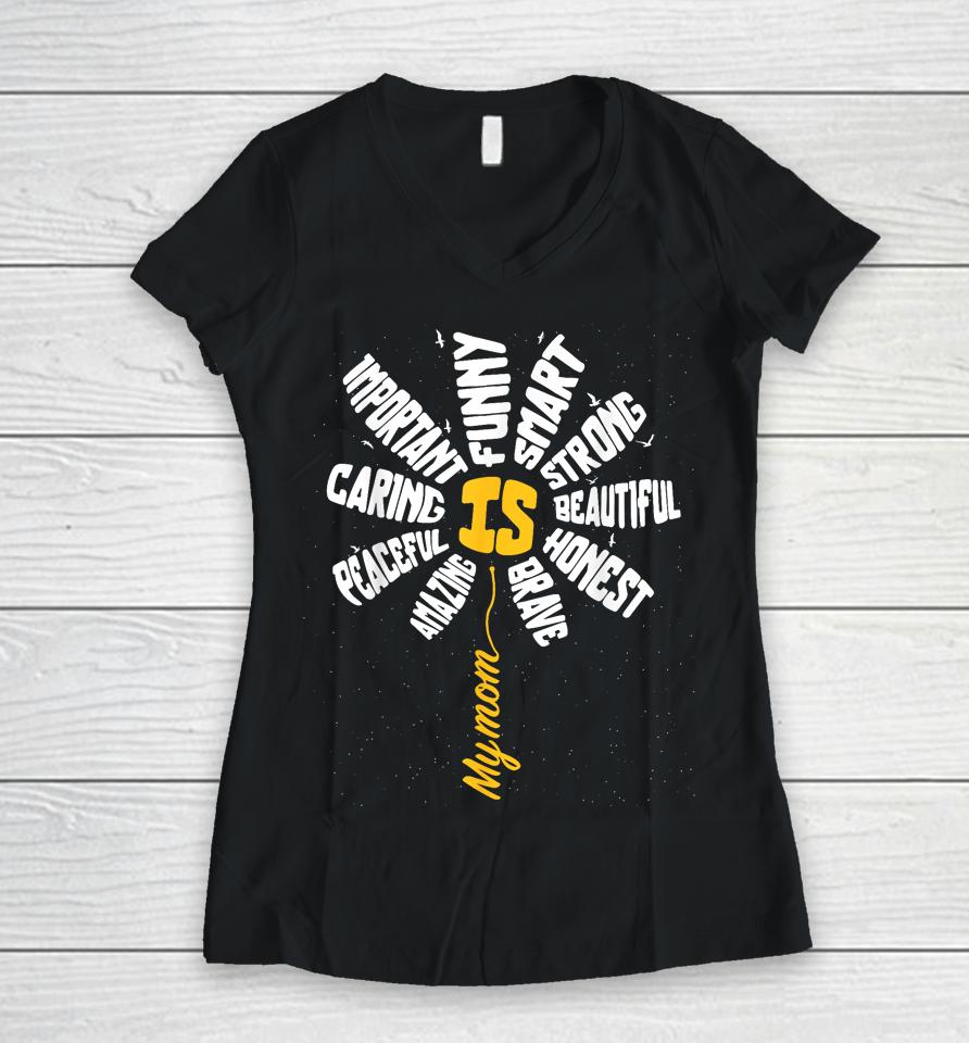 Cute Mother's Day Sunflower For Mama Mommy Summer Tee Women V-Neck T-Shirt
