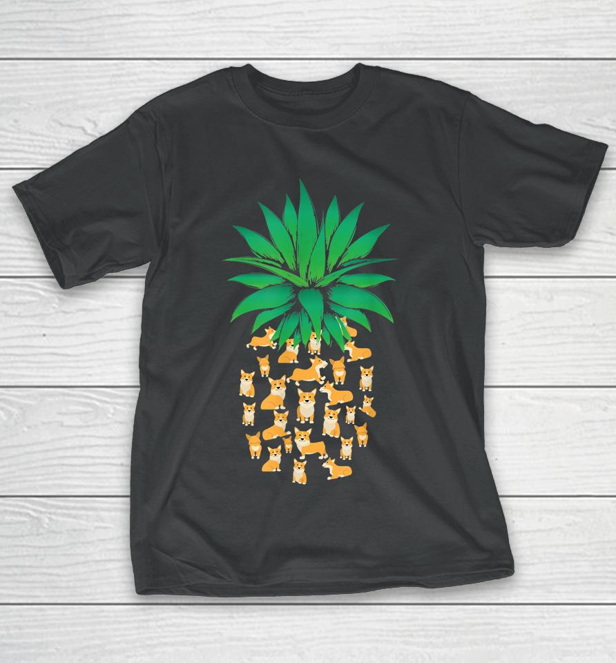 Cute Pembroke Welsh Corgi Dogs Pineapple T-Shirt