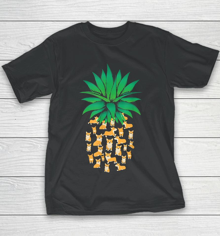 Cute Pembroke Welsh Corgi Dogs Pineapple Youth T-Shirt