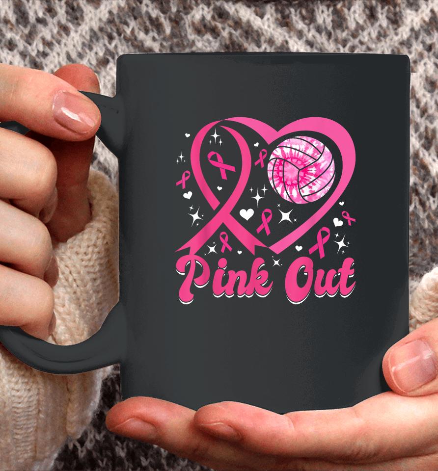 Cute Pink Out Volleyball Breast Cancer Awareness Pink Ribbon Coffee Mug
