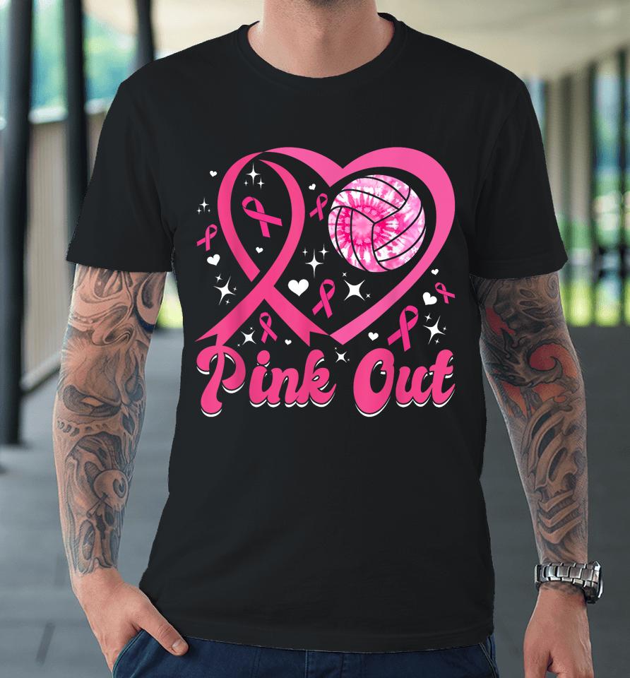 Cute Pink Out Volleyball Breast Cancer Awareness Pink Ribbon Premium T-Shirt