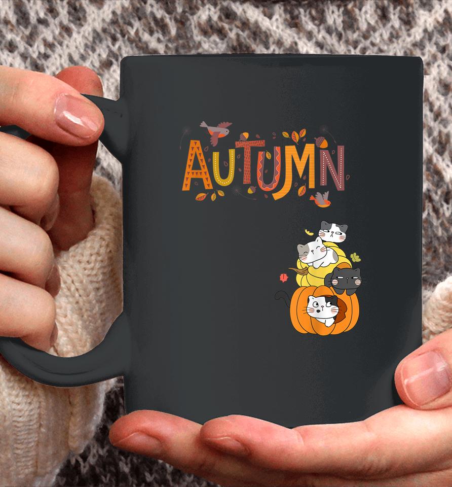 Cute Pumpkin Cats Hello Fall Autumn Coffee Mug