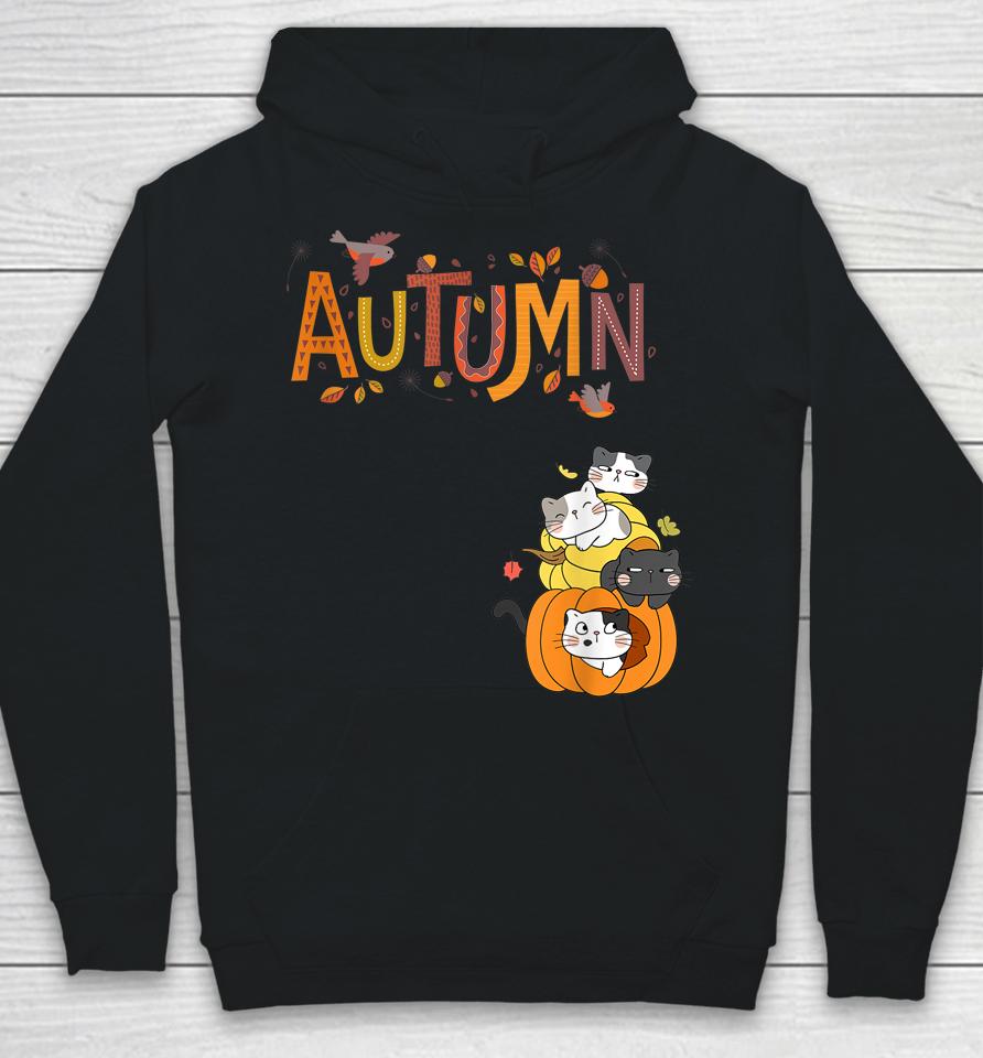 Cute Pumpkin Cats Hello Fall Autumn Hoodie