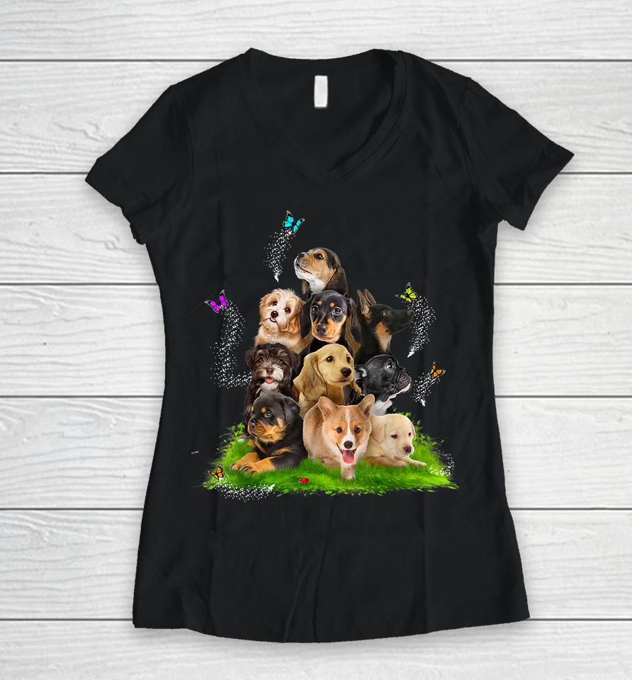 Cute Puppy Women V-Neck T-Shirt