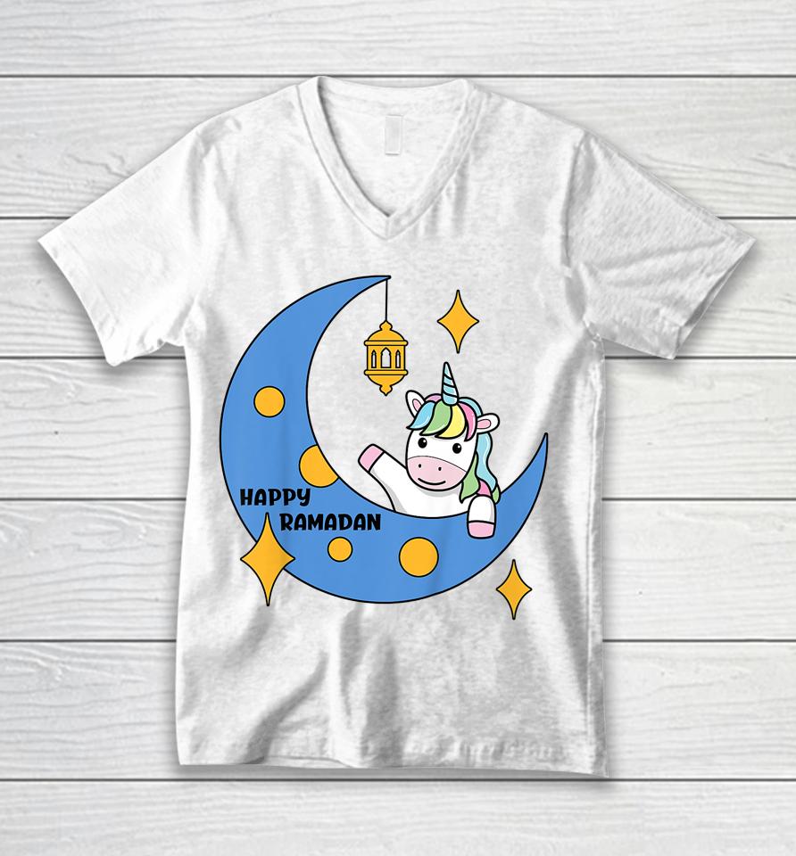Cute Ramadan Mubarak Ramadan Kareem Eid Mubarak Unisex V-Neck T-Shirt