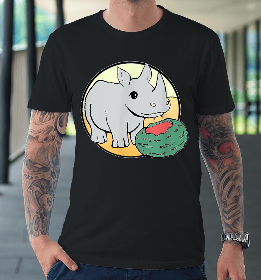 Cute Rhino Eating A Watermelon For Animal Lovers Premium T-Shirt