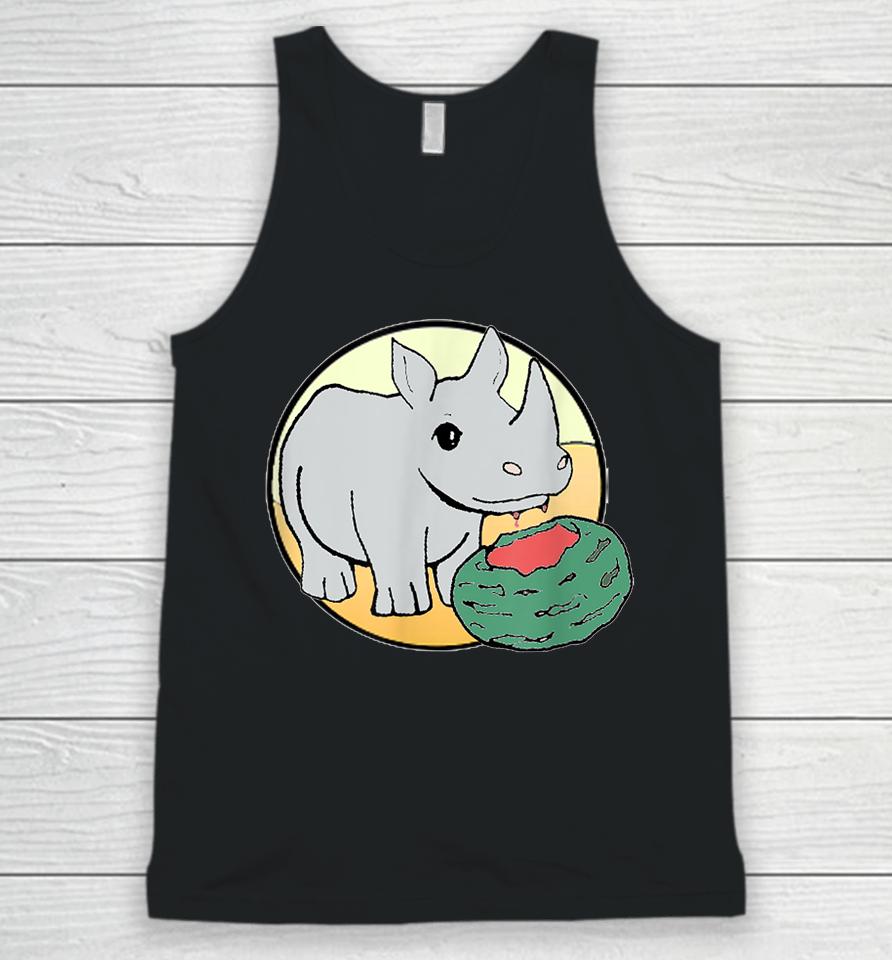 Cute Rhino Eating A Watermelon For Animal Lovers Unisex Tank Top