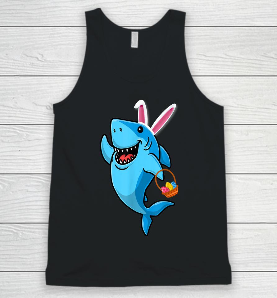 Cute Shark With Easter Basket And Bunny Ears Happy Easter Unisex Tank Top