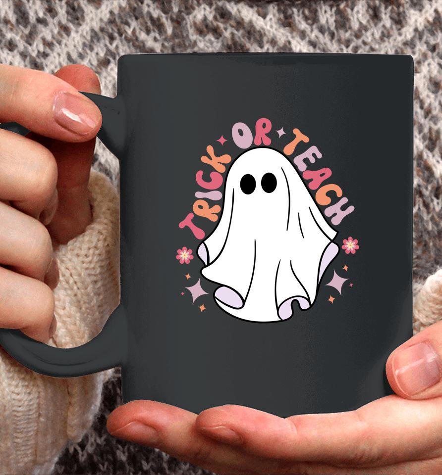 Cute Teacher Halloween Groovy Ghost Halloween Trick Or Teach Coffee Mug