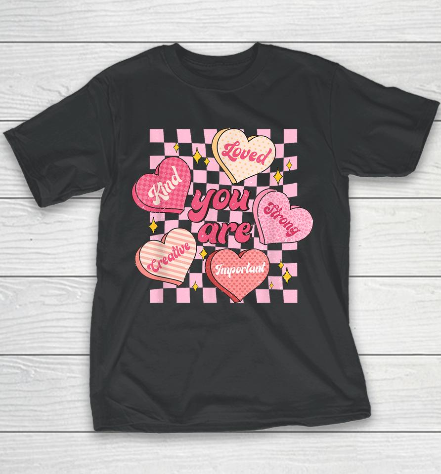 Cute Teacher Valentine Day Women Retro Heart Candy Self Love Youth T-Shirt