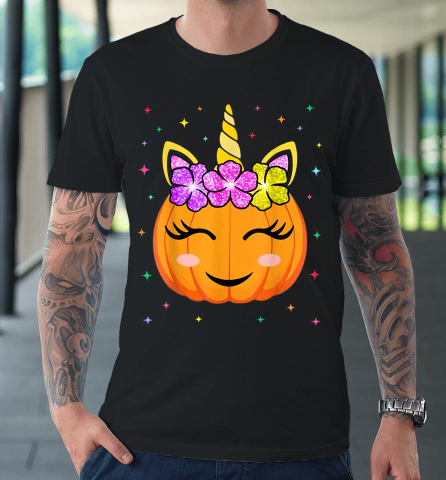Cute Unicorn Pumpkin Halloween Premium T-Shirt