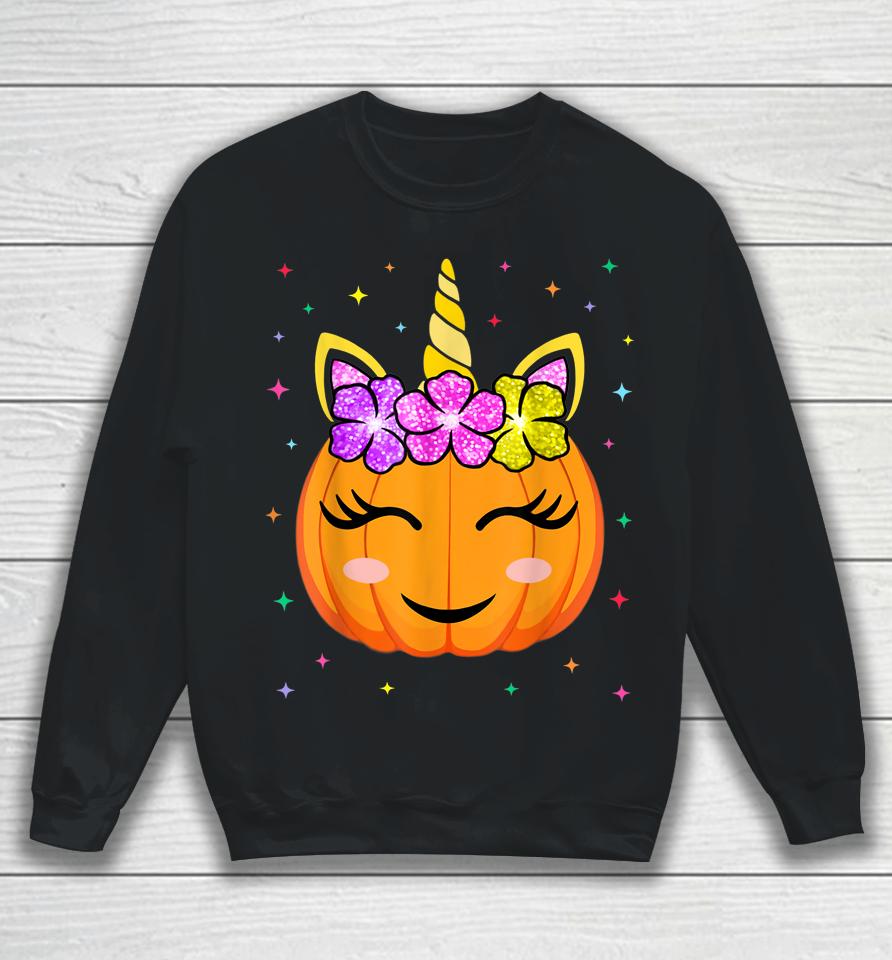 Cute Unicorn Pumpkin Halloween Sweatshirt