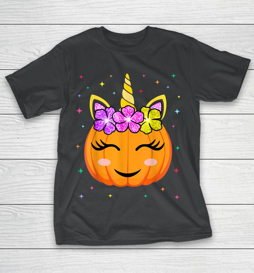Cute Unicorn Pumpkin Halloween T-Shirt