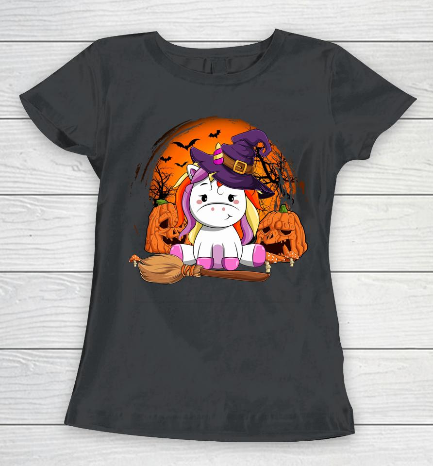 Cute Unicorn Pumpkin Halloween Thanksgiving Halloween Gifts Women T-Shirt