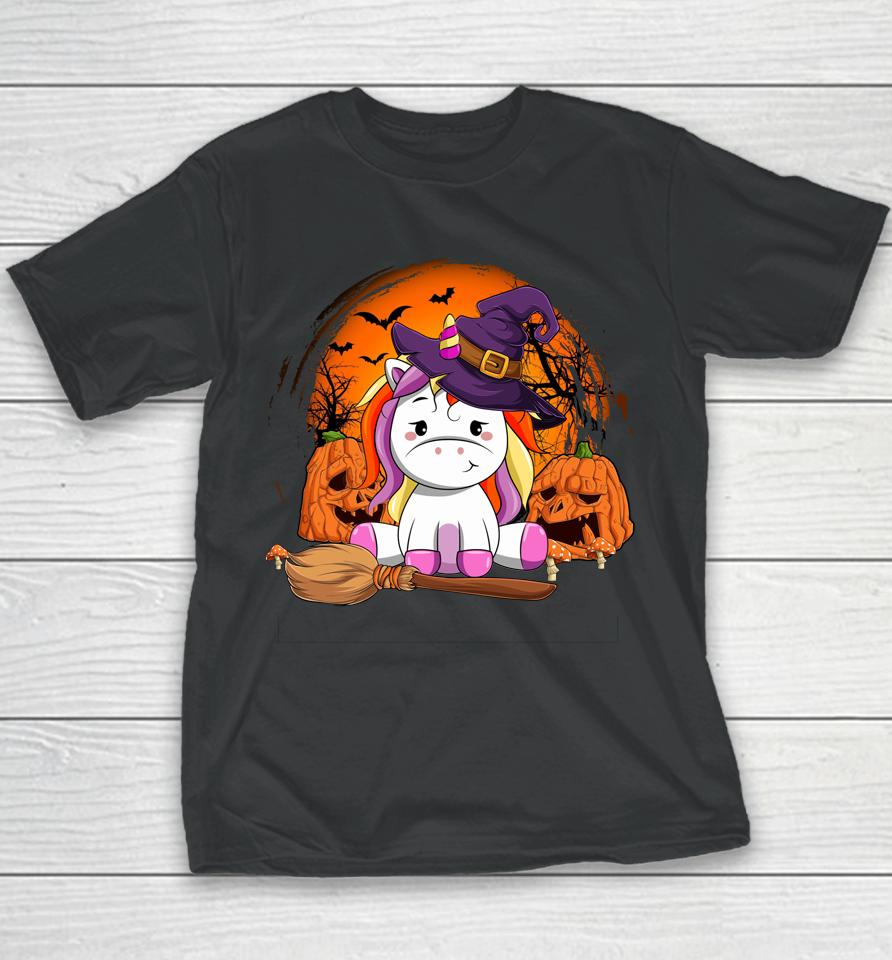 Cute Unicorn Pumpkin Halloween Thanksgiving Halloween Gifts Youth T-Shirt