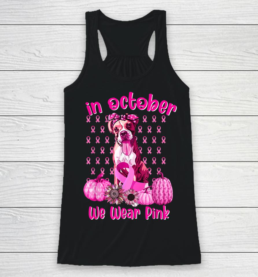 Cute We Wear Pink Boxer Breast Cancer Pumpkin Tee Halloween Racerback Tank
