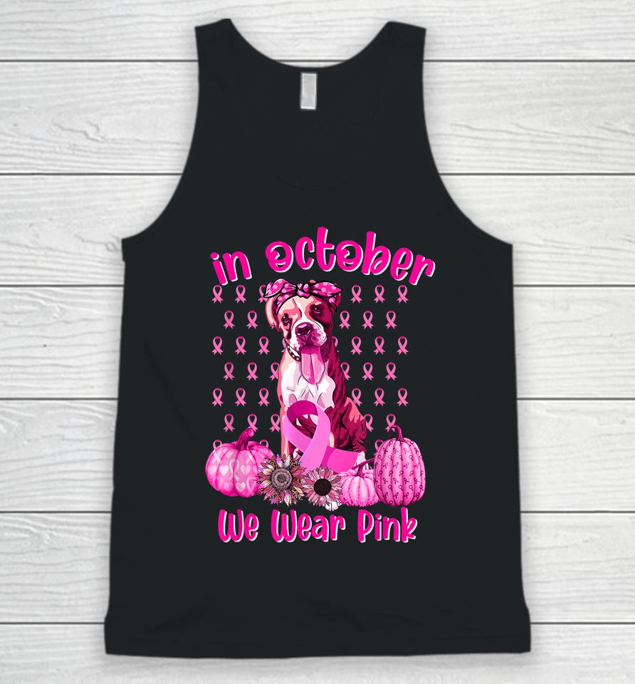 Cute We Wear Pink Boxer Breast Cancer Pumpkin Tee Halloween Unisex Tank Top