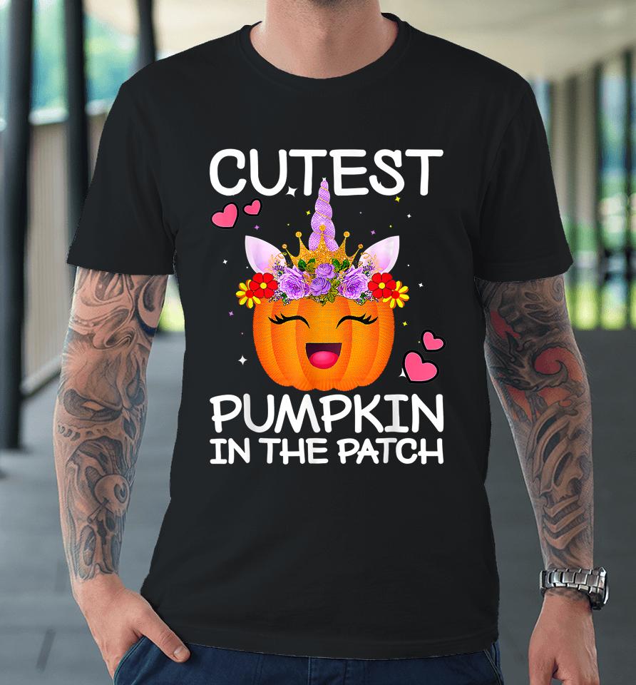 Cutest Pumpkin In The Patch Halloween Unicorn Premium T-Shirt