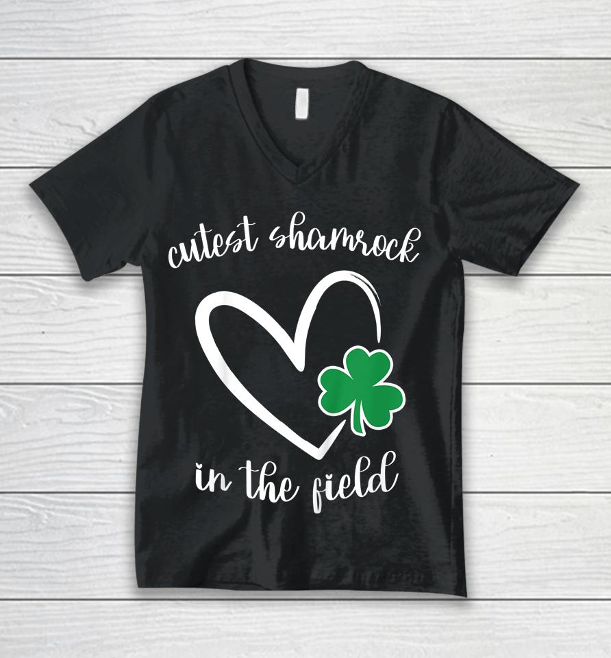 Cutest Shamrock St Patricks Day Heart Shamrock Unisex V-Neck T-Shirt