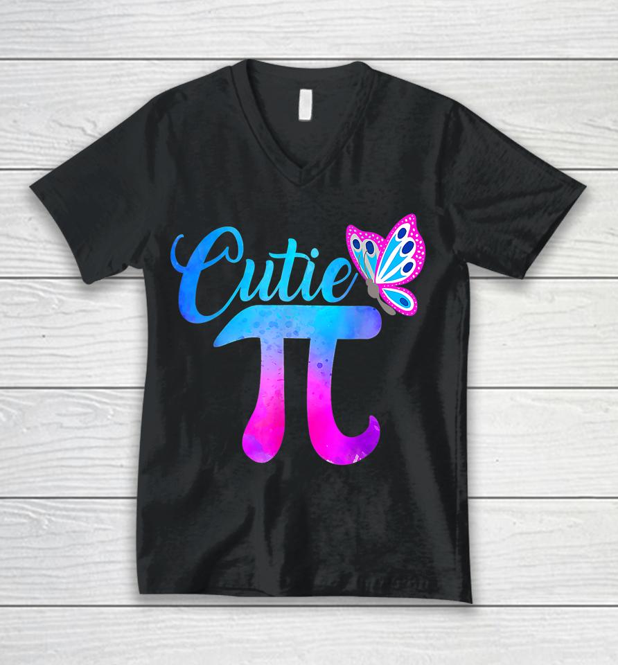 Cutie Pi Math Butterfly Pi Day Unisex V-Neck T-Shirt
