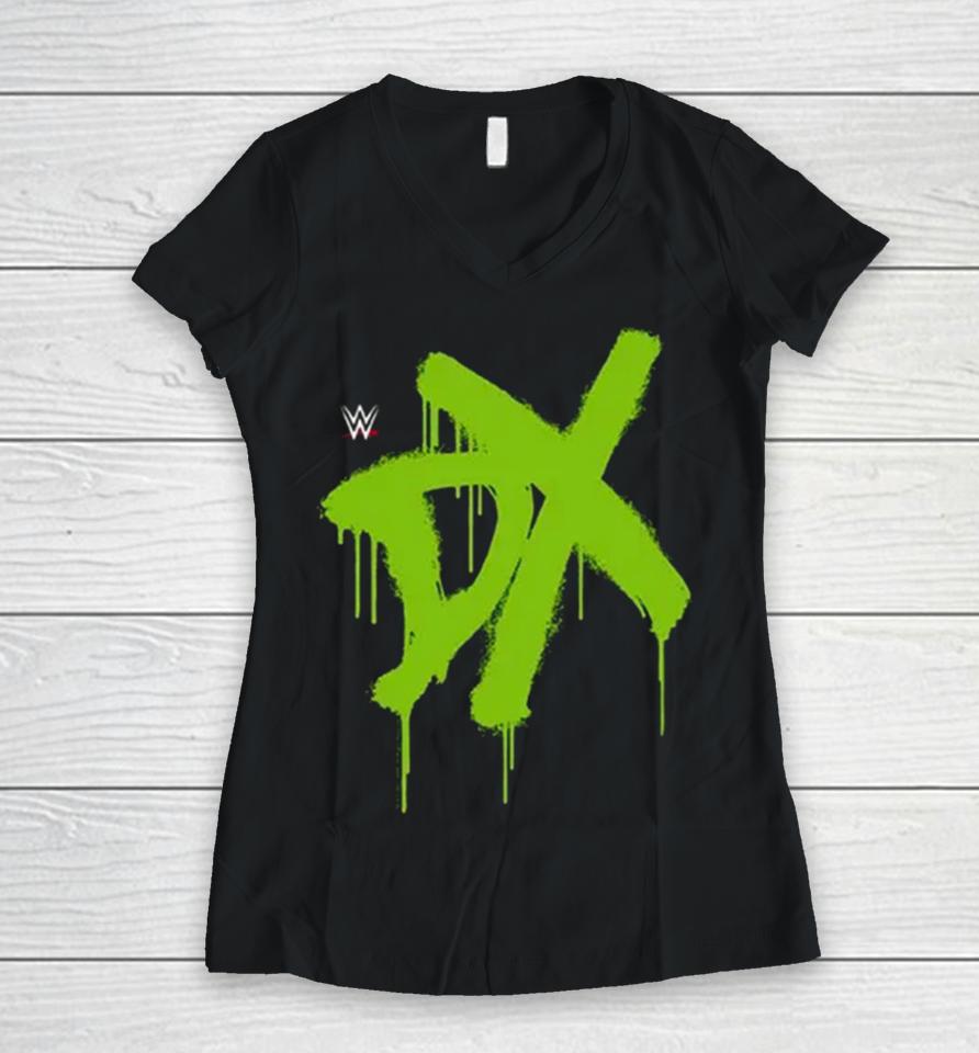 D Generation X Ripple Junction Spray Paint Logo Graphic Women V-Neck T-Shirt
