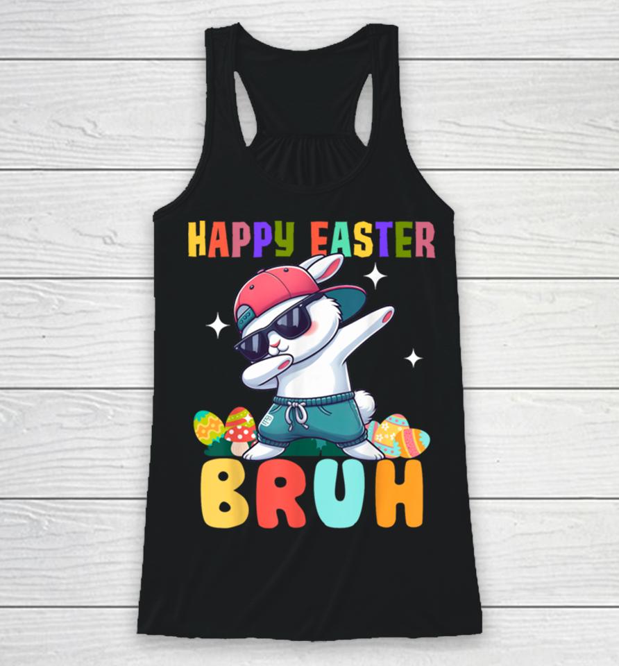 Dabbing Bunny Easter Bruh, Funny Boy Girl Kid Racerback Tank