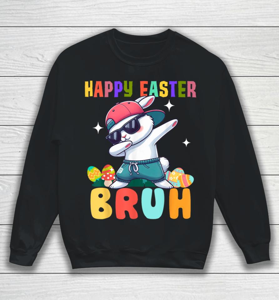 Dabbing Bunny Easter Bruh, Funny Boy Girl Kid Sweatshirt
