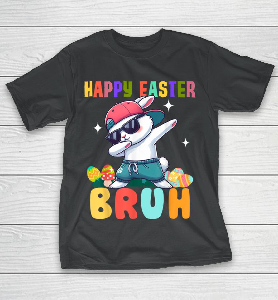 Dabbing Bunny Easter Bruh, Funny Boy Girl Kid T-Shirt