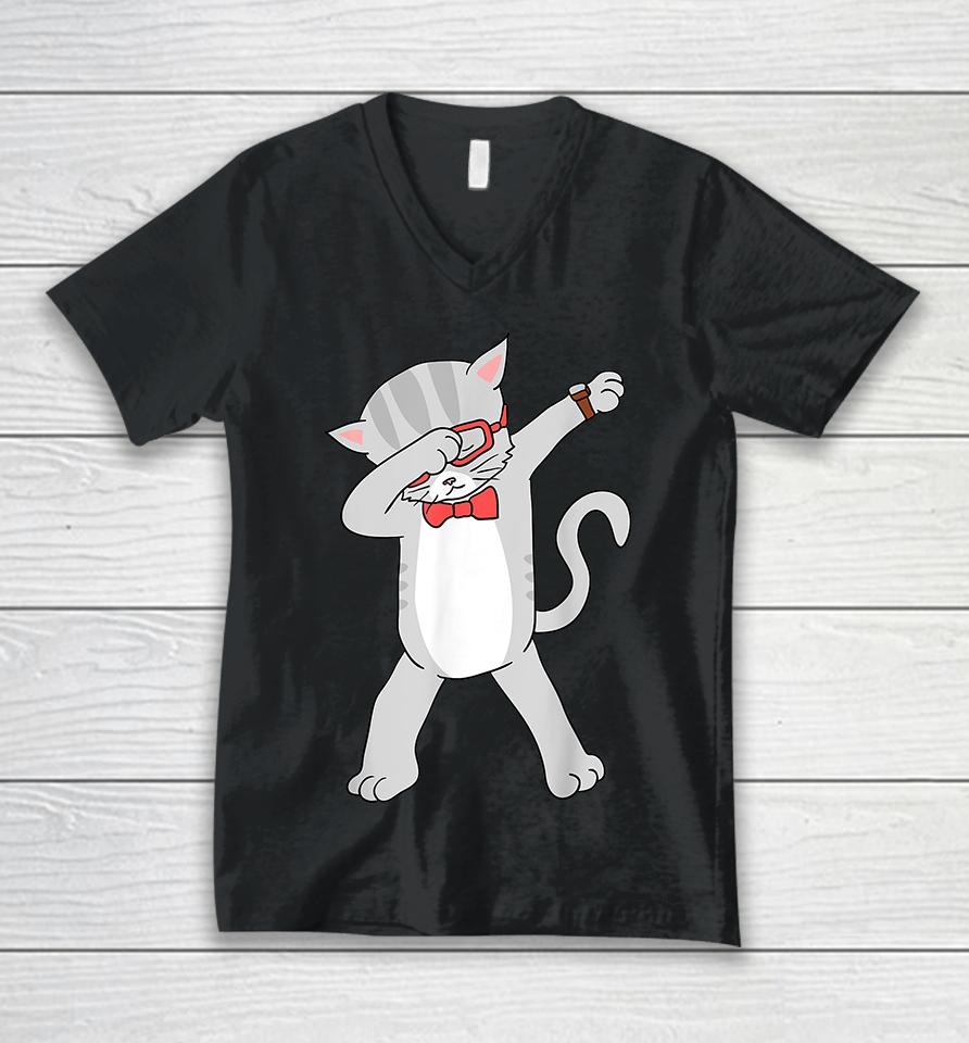 Dabbing Cat Unisex V-Neck T-Shirt