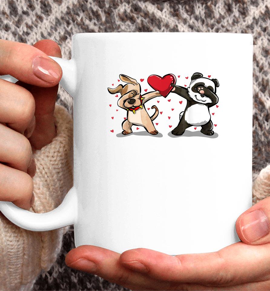 Dabbing Dog Panda Heart Funny Valentines Day Coffee Mug