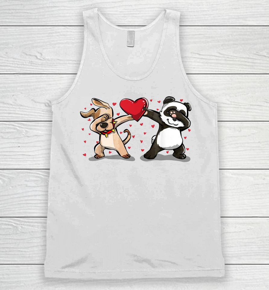 Dabbing Dog Panda Heart Funny Valentines Day Unisex Tank Top