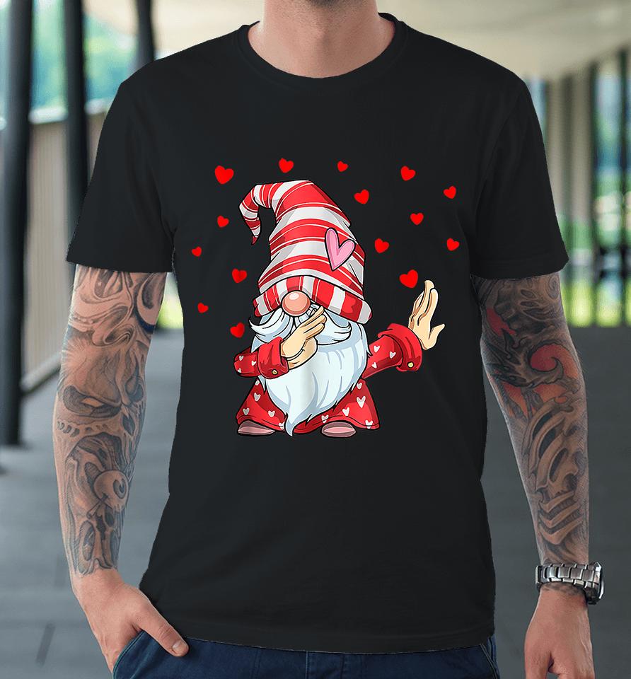 Dabbing Gnome Heart Happy Valentines Day Premium T-Shirt