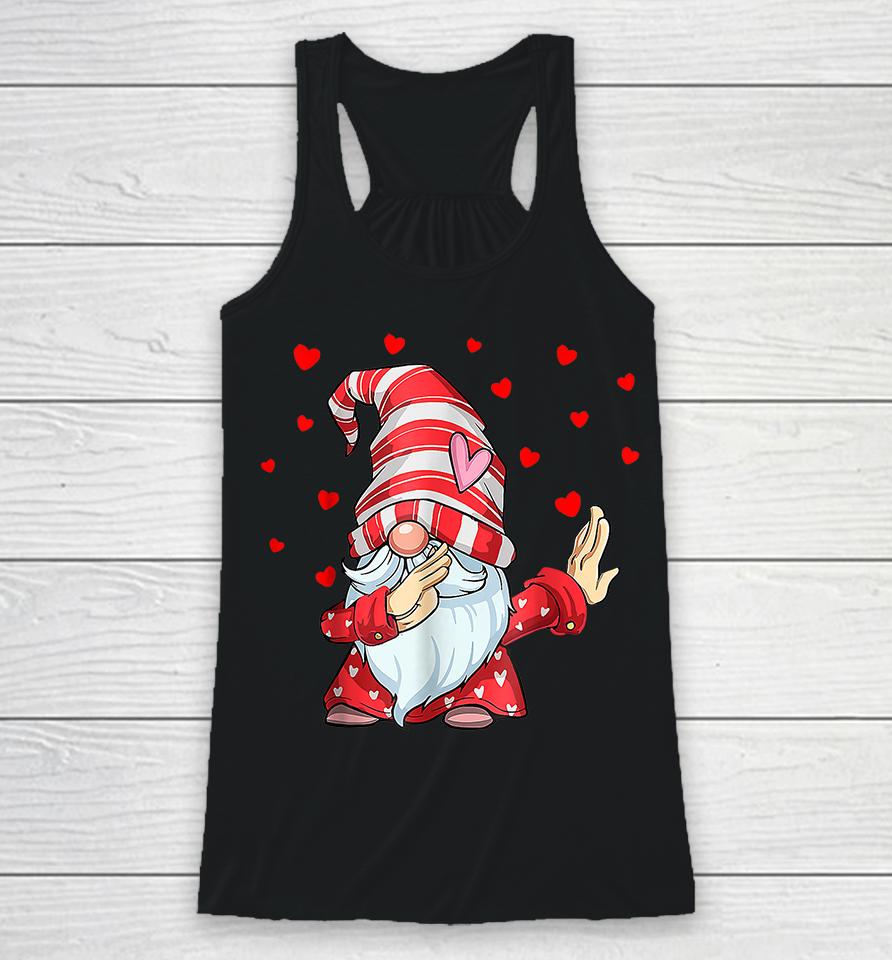 Dabbing Gnome Heart Happy Valentines Day Racerback Tank