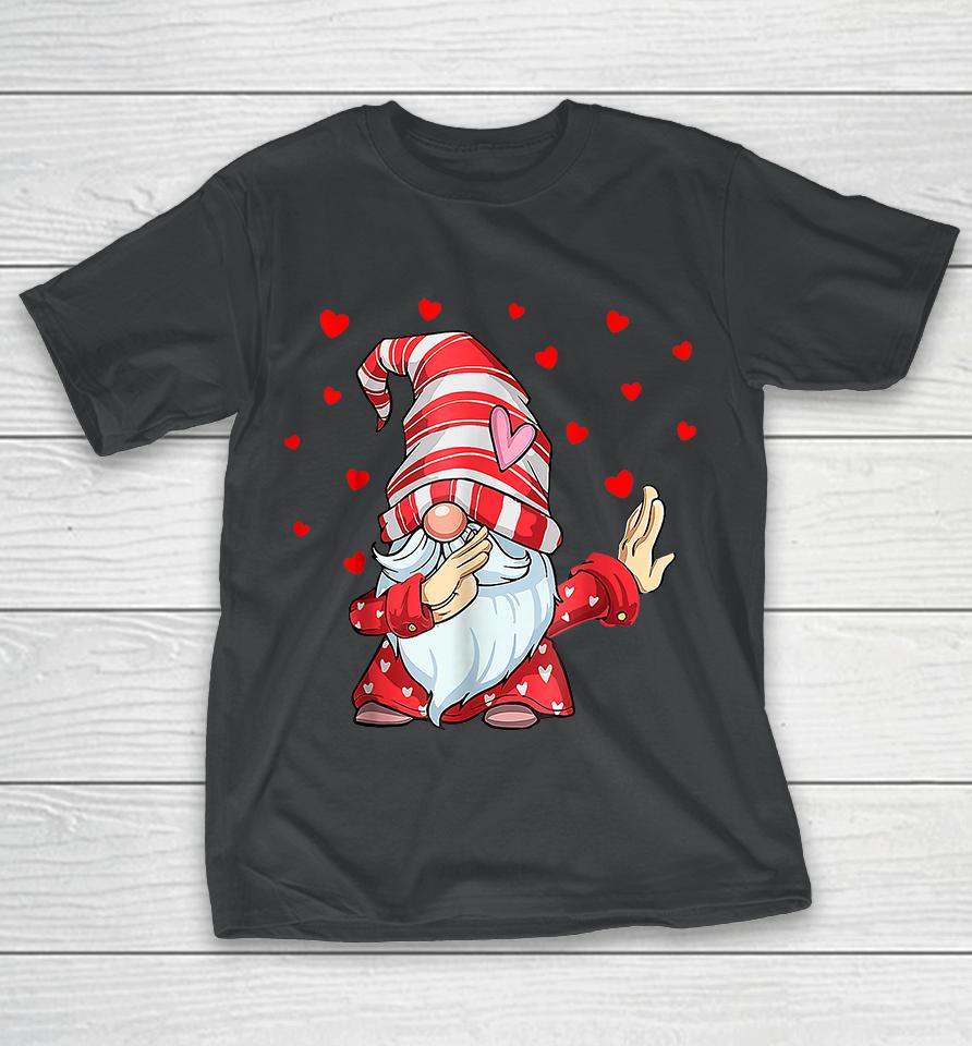 Dabbing Gnome Heart Happy Valentines Day T-Shirt