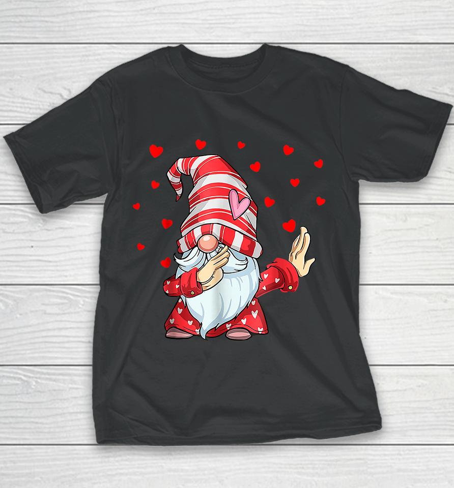 Dabbing Gnome Heart Happy Valentines Day Youth T-Shirt