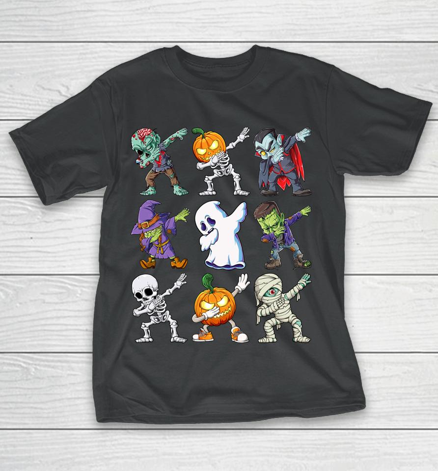 Dabbing Halloween Boys Skeleton Zombie Scary Pumpkin Mummy T-Shirt