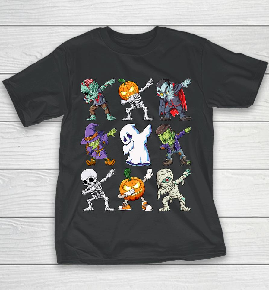 Dabbing Halloween Boys Skeleton Zombie Scary Pumpkin Mummy Youth T-Shirt