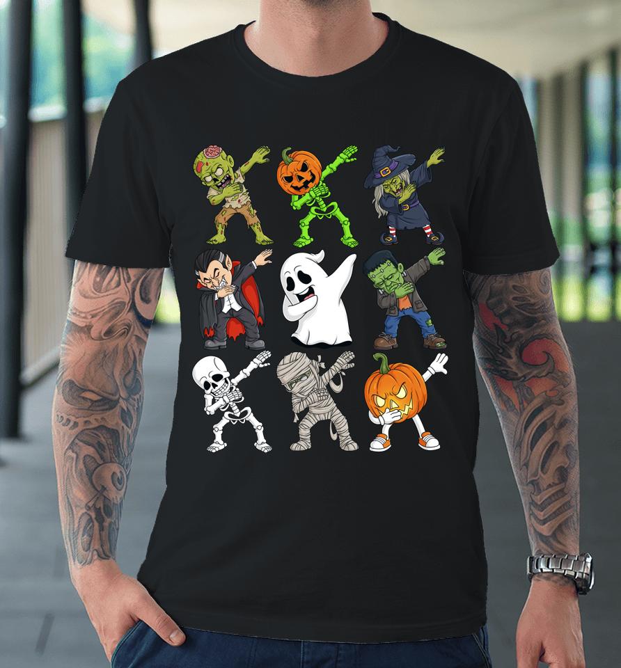 Dabbing Halloween Skeleton Zombie Scary Pumpkin Vampire Boys Premium T-Shirt