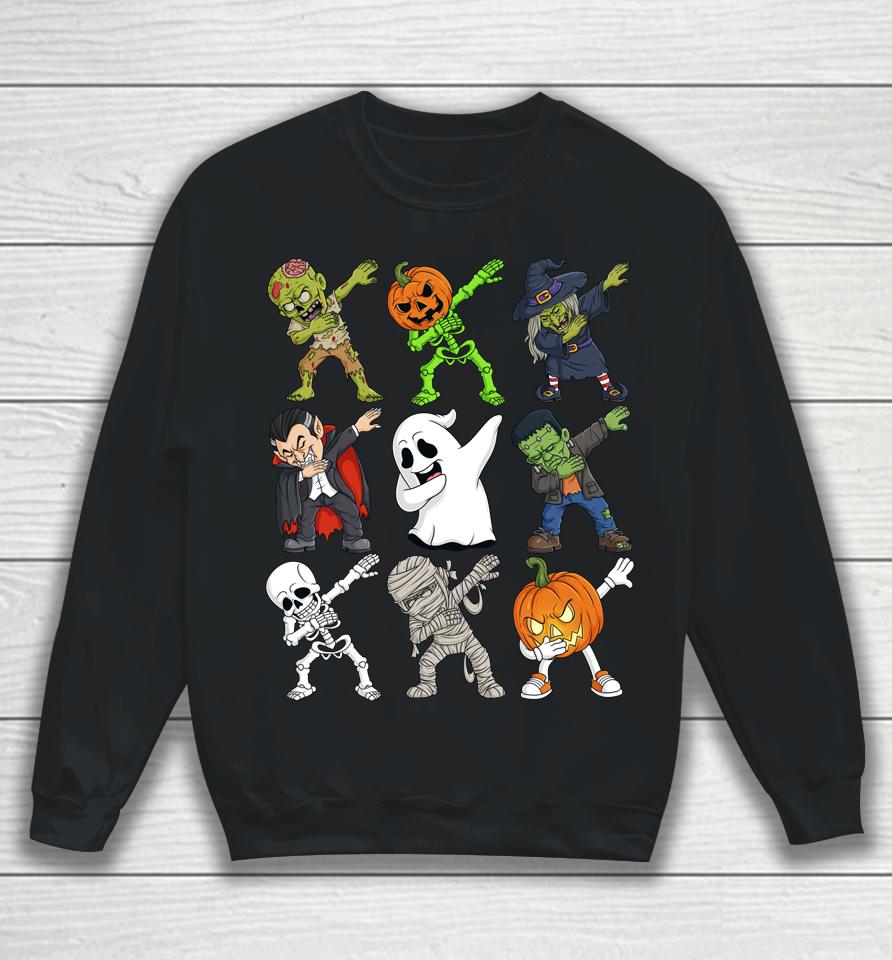 Dabbing Halloween Skeleton Zombie Scary Pumpkin Vampire Boys Sweatshirt