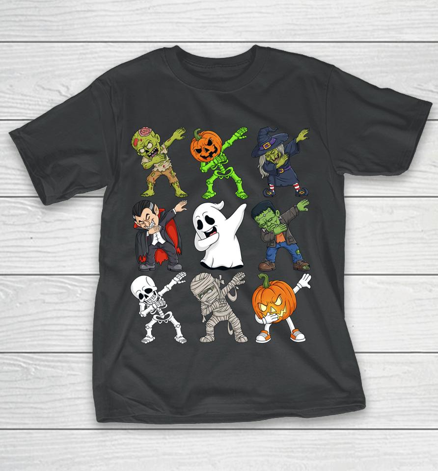 Dabbing Halloween Skeleton Zombie Scary Pumpkin Vampire Boys T-Shirt