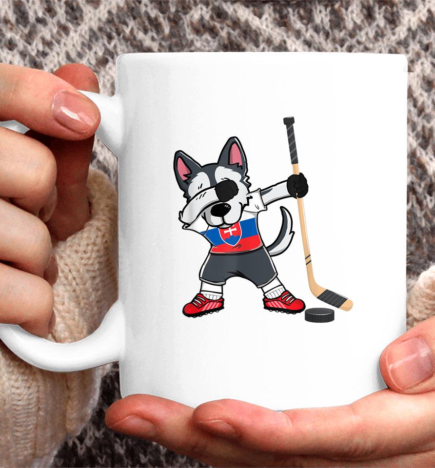 Dabbing Husky Dog Ice Hockey Slovakia Jersey Winter Sport Coffee Mug